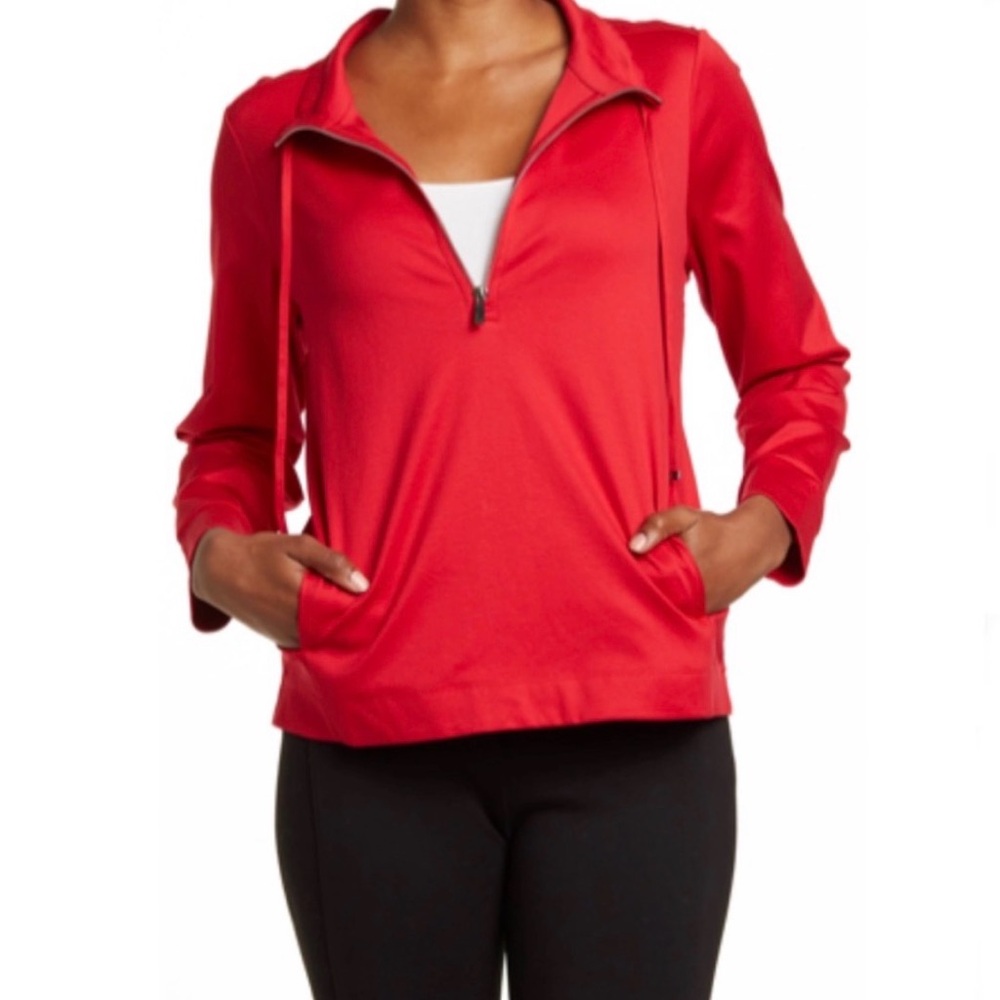 Tommy Bahama Red Pima Cotton Half Zip Pullover Sweatshirt Women’s Small